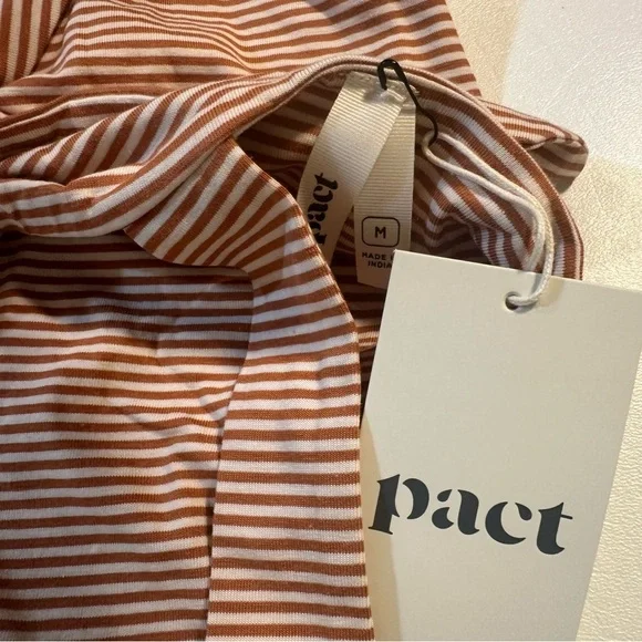 NWT Pact Organic Cotton Blend Tie Back Fit & Flare Dress In Shell Stripe - Picture 8 of 15